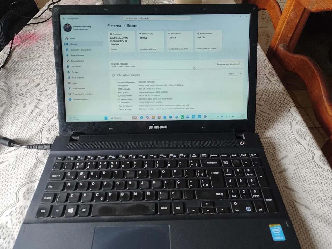 Notebook Samsung teclado funcionando cabo de força original  - Foto 5