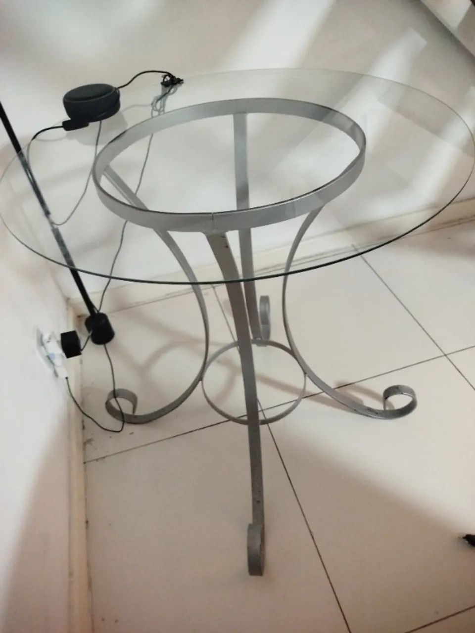 Mesa redonda de vídro 80cm