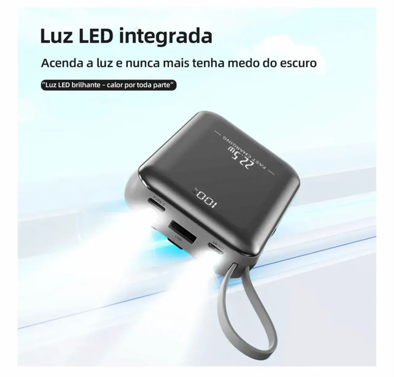 Powerbank 20.000mAh 22.5w display lanterna Led - Foto 5