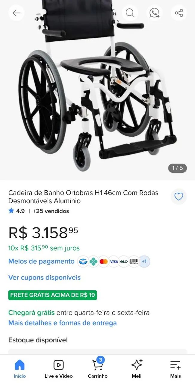 Cadeira de Banho H1 ortobras nova  - Foto 4