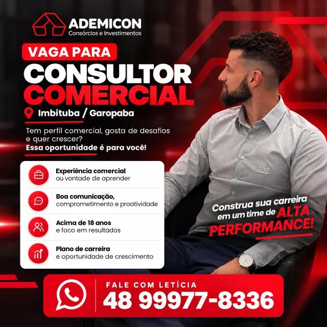 Oportunidade para CONSULTOR COMERCIAL