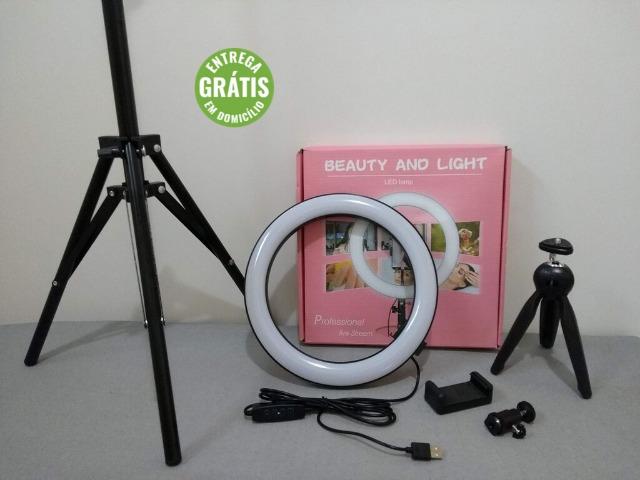 Ring Light 26cm + Tripé 1,60m + Tripé de mesa Entrega Grátis