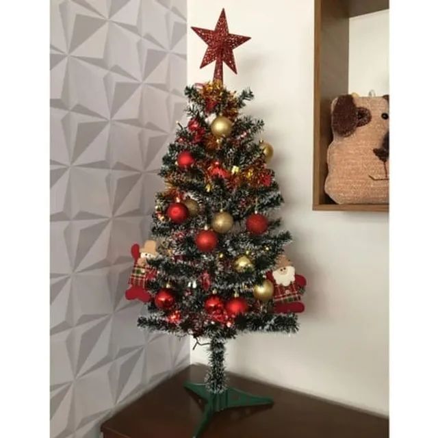 Arvore Natal Grande Decorada Completa 120cm Pisca Led Luxo