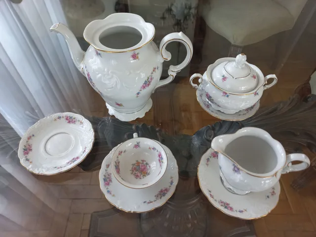 Jogo De Chá Em Porcelana Antiga Polonesa Kpm.