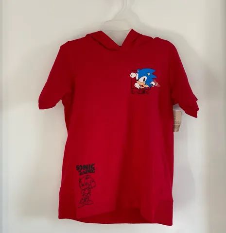 Camiseta Infantil com Estampa Knuckles Sonic - Tam 4 a 12 Anos Vermelho