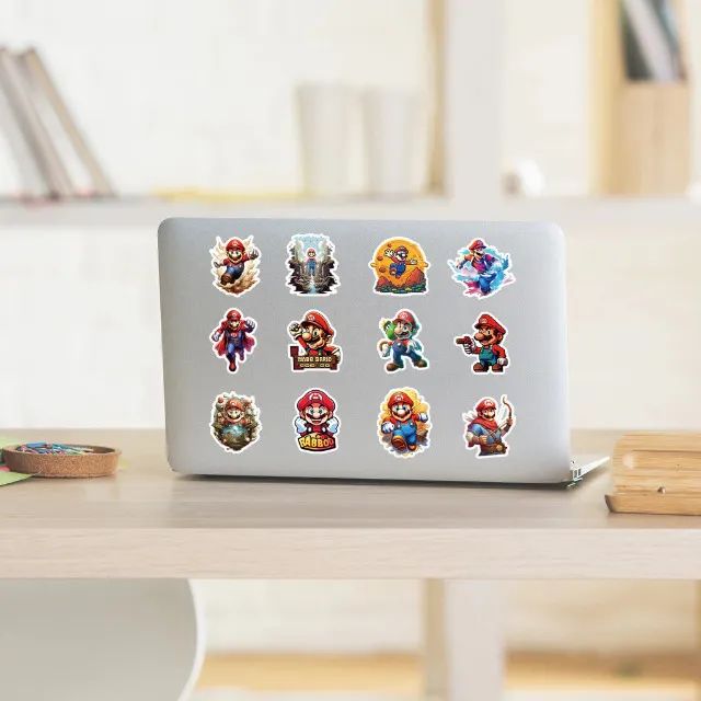 Kit 50 Adesivos de Super Mario Luigi Yoshi Princesa Peach Autocolantes Unidades Pcs Peças - Foto 4