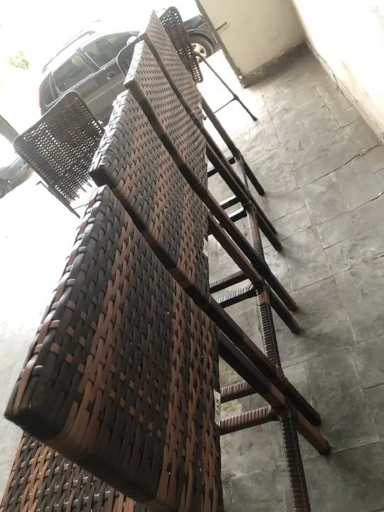 Conjunto de 4 banqueta em fibra sintética junco  - Foto 3