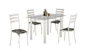 Mesa 4 cadeiras vidro ellis 
