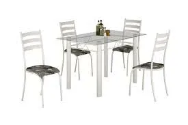 Mesa 4 cadeiras vidro ellis