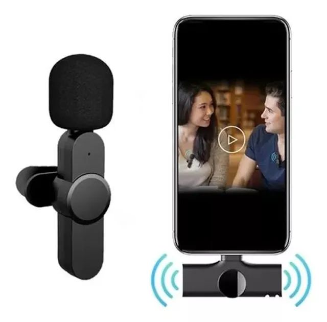 Microfone Lapela Sem Fio para iPhone Lightning Recarregável - Foto 3