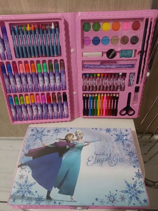 R$49.99 kit estojo maleta pinturas infantil completo 86pças pintar desenhar artes novo - Foto 5