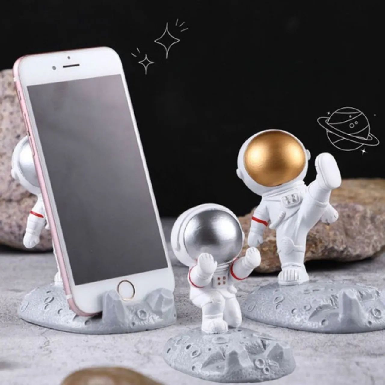Suporte de Smartphone Universal Astronautas Decoração De Mesa - Foto 3