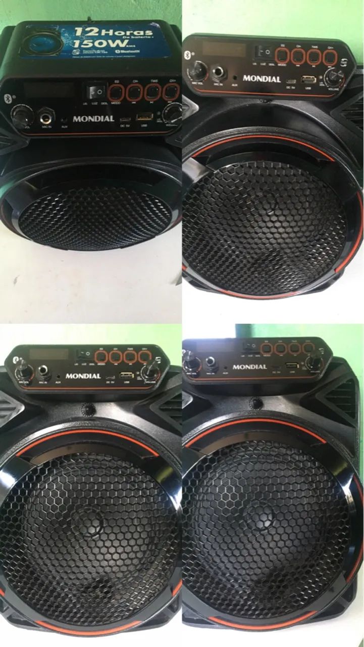 Caixa de Som Portátil Mondial 150W Bluetooth 12 Horas de Bateria