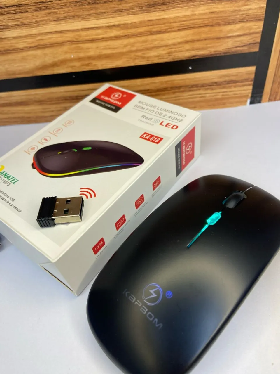 MOUSE LUMINOSO SEM FIO DE 2,4GHZ KAPBOM MOUSE SEM FIO KA-618