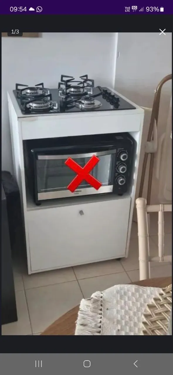 Fogão com cooktop 4 embutido já no ármario