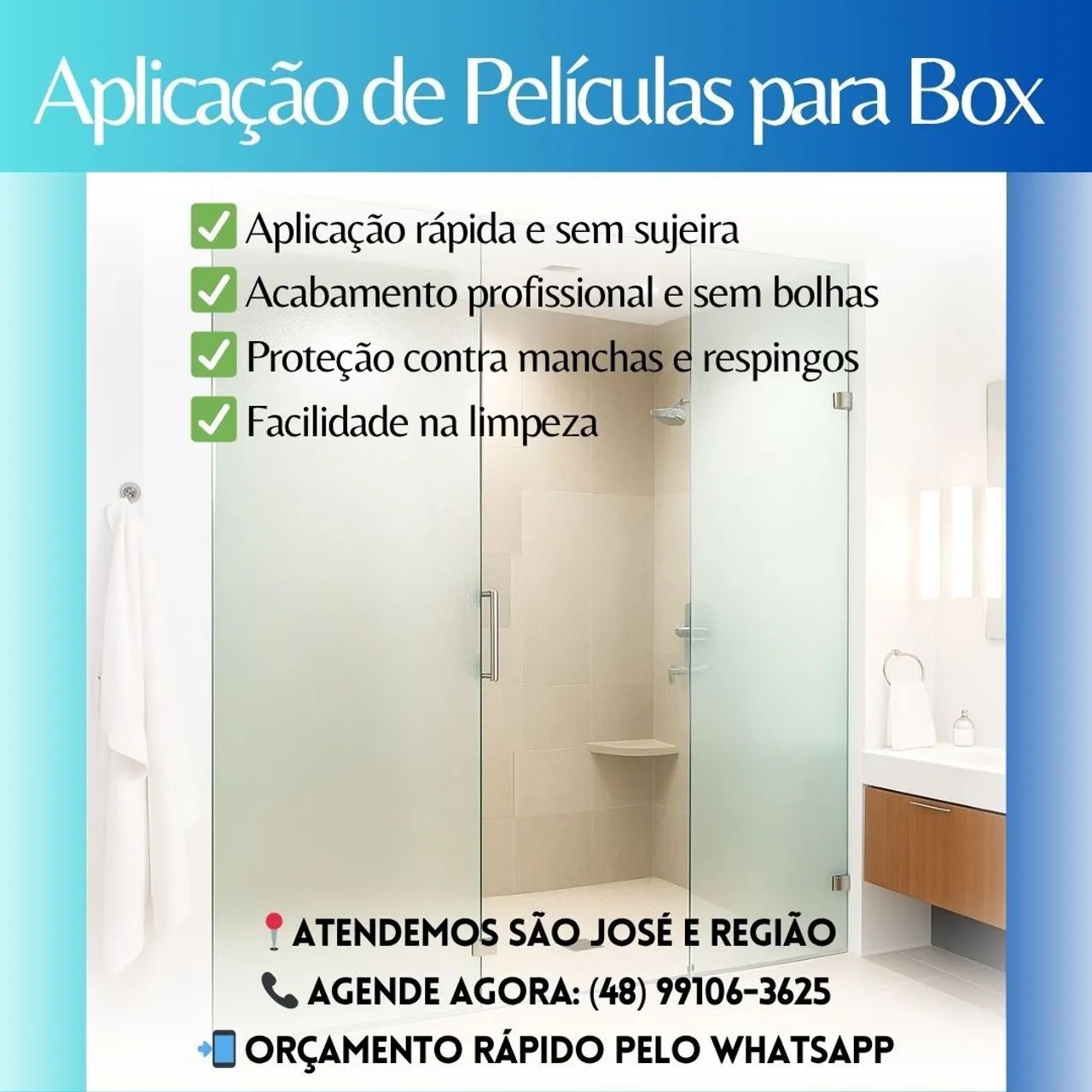 Instalação de película para box de banheiro 