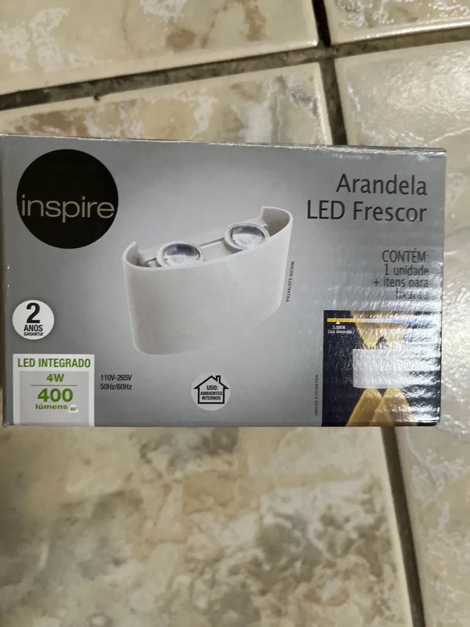 Arandela LED Brisa Efeito Luminoso 3W Luz Amarela IP65 Plástico Inspire. 