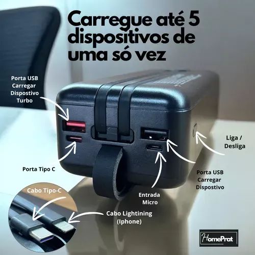 CARREGADOR PORTÁTIL POWER BANK 30000MAH 22.5W - A?GOLD BTE-43 - Foto 3