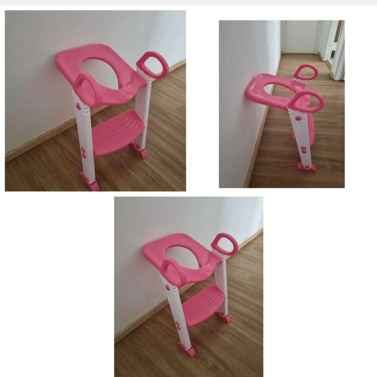 Assento de Vaso Sanitário Infantil com Degraus - Rosa