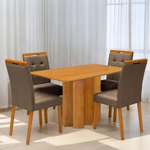 Mesa Recife 120 Cinamono Laminado com 4 Cadeiras Sophia - Foto 3