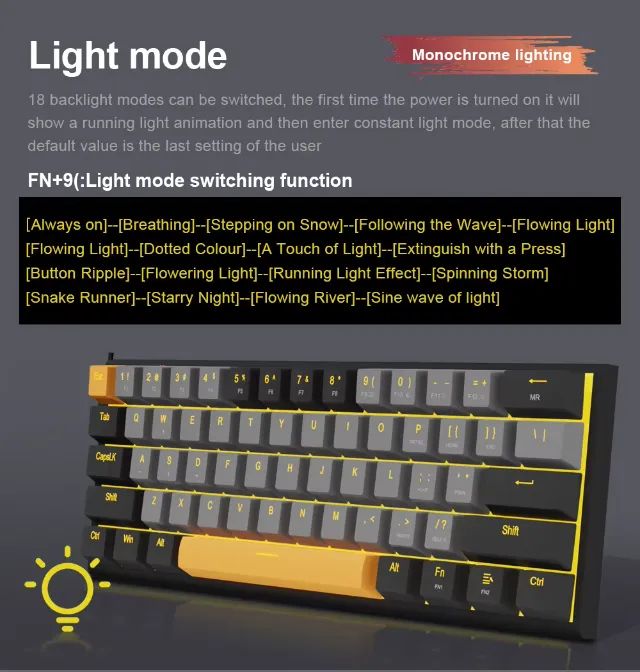 Teclado Mecânico E-Yooso Z11 61 Teclas Padrão BR - Foto 6
