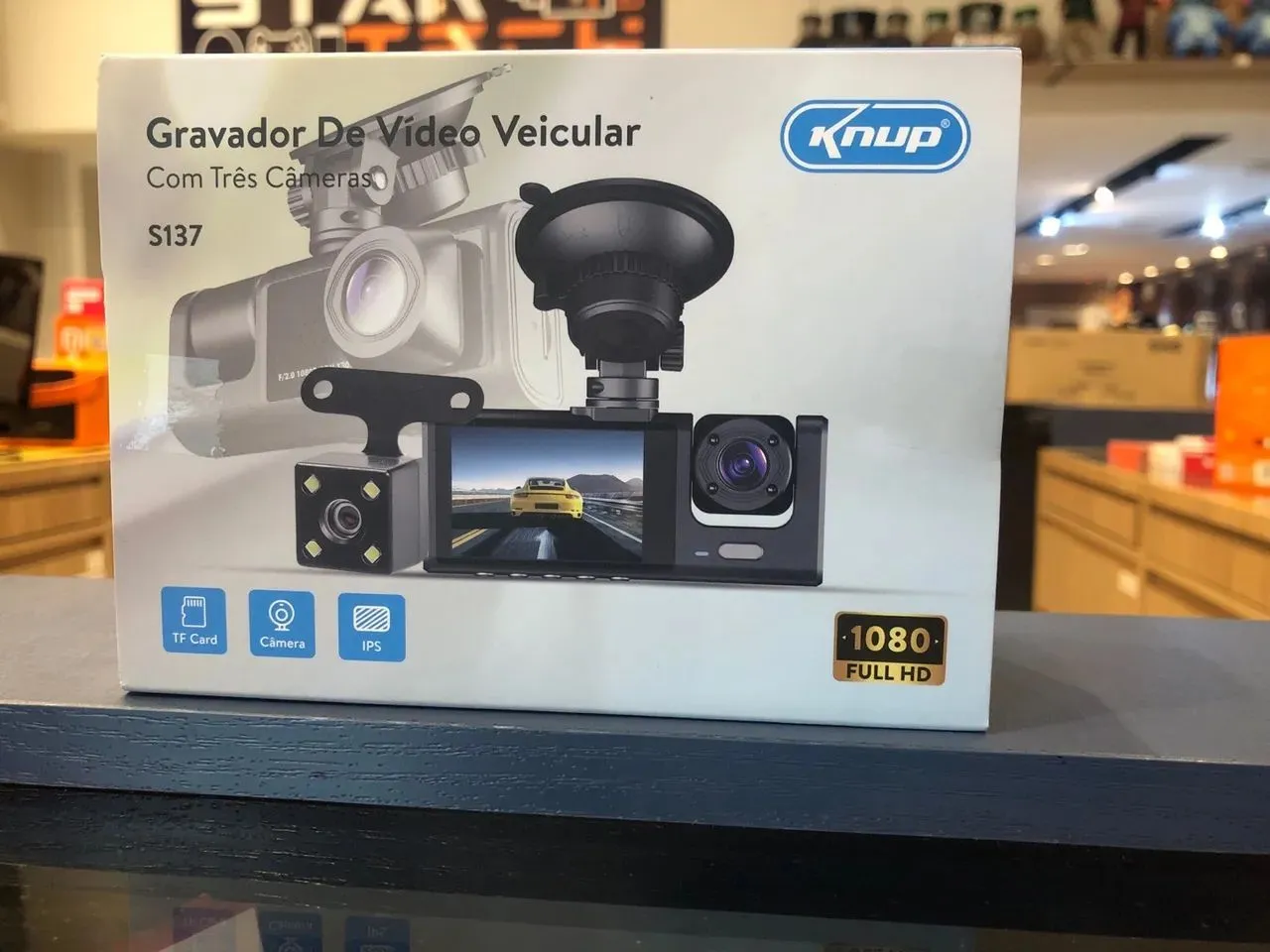 Gravador de Vídeo Veicular Knup S137 com Três Câmeras Full HD