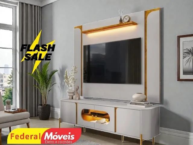 Painel + Rack com Led Off White ENTRE EM CONTATO  
