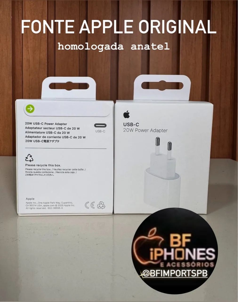 FONTE APPLE 20W USB-C Original -  Anatel