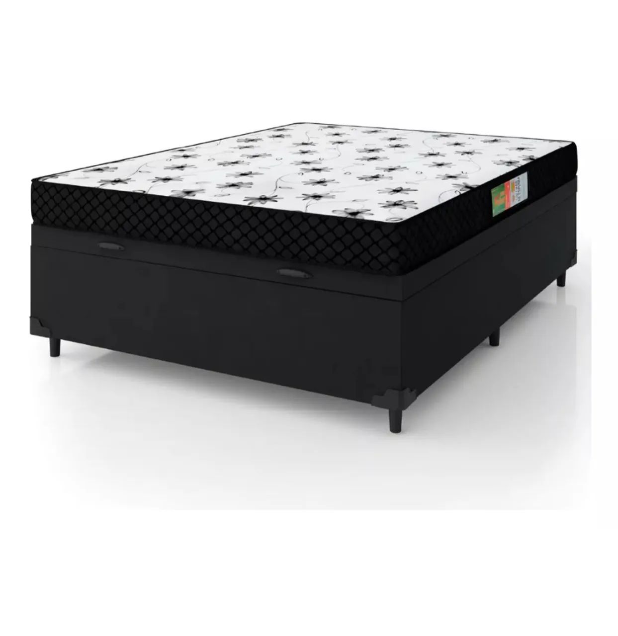 Cama Box Casal com Colchão Floral de molas ensacadas 