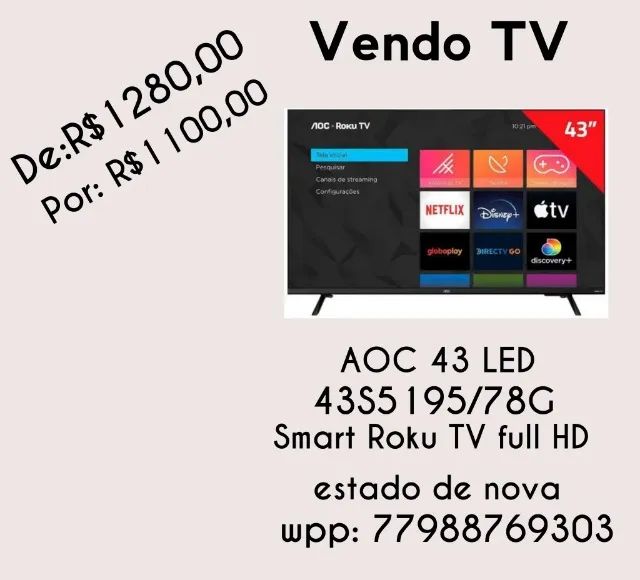 PROMOÇAO BOMBASTICA TV AOC 43 LED SMART