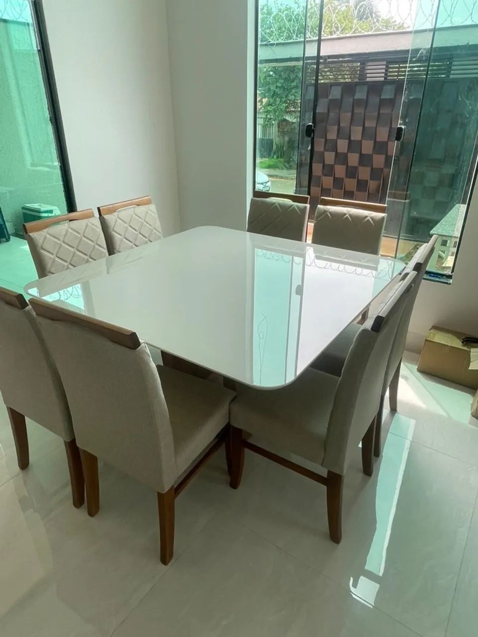 Mesa de jantar moderna com 6 cadeiras madeira  - Foto 3