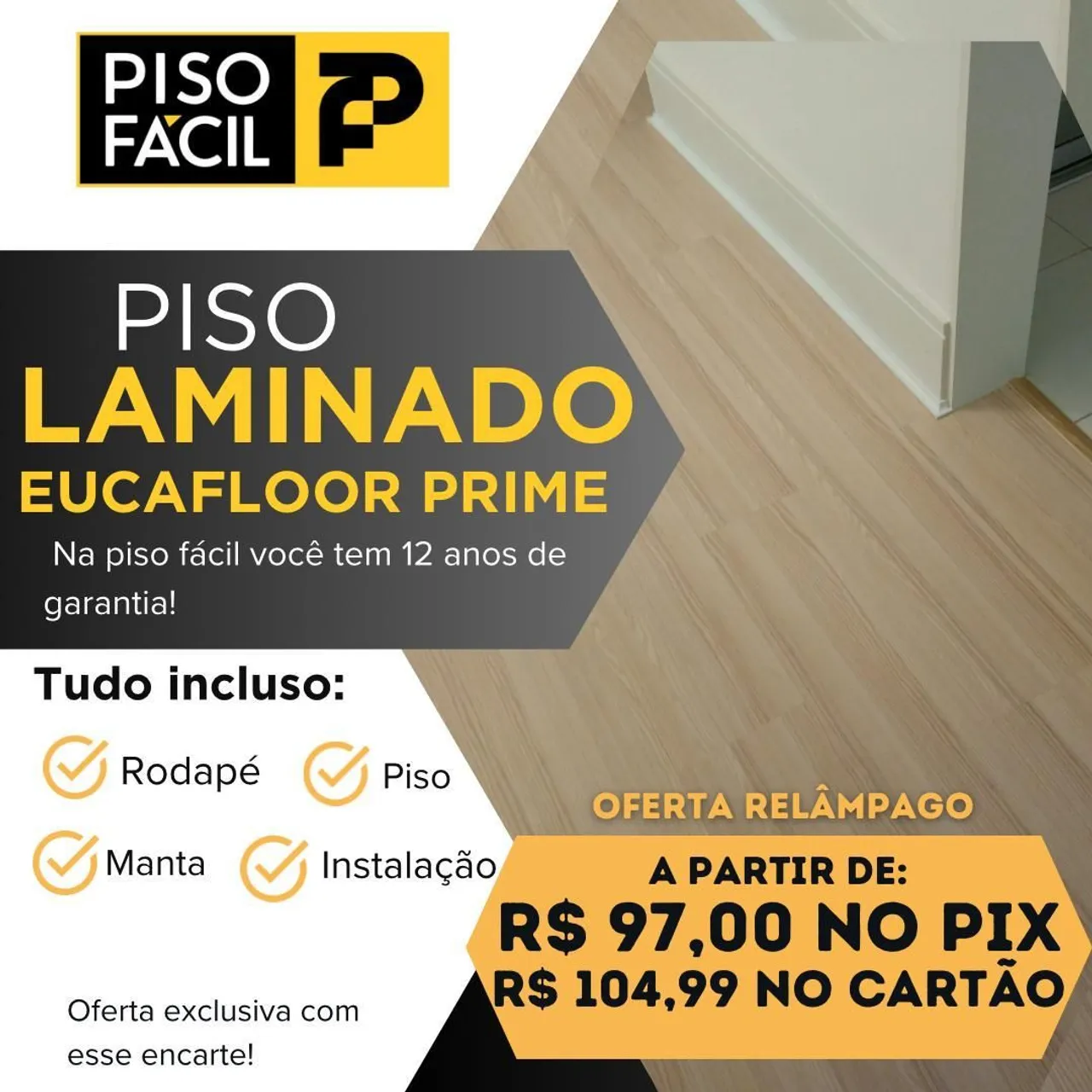 Piso Laminado Eucafloor Prime - Oferta Relâmpago!