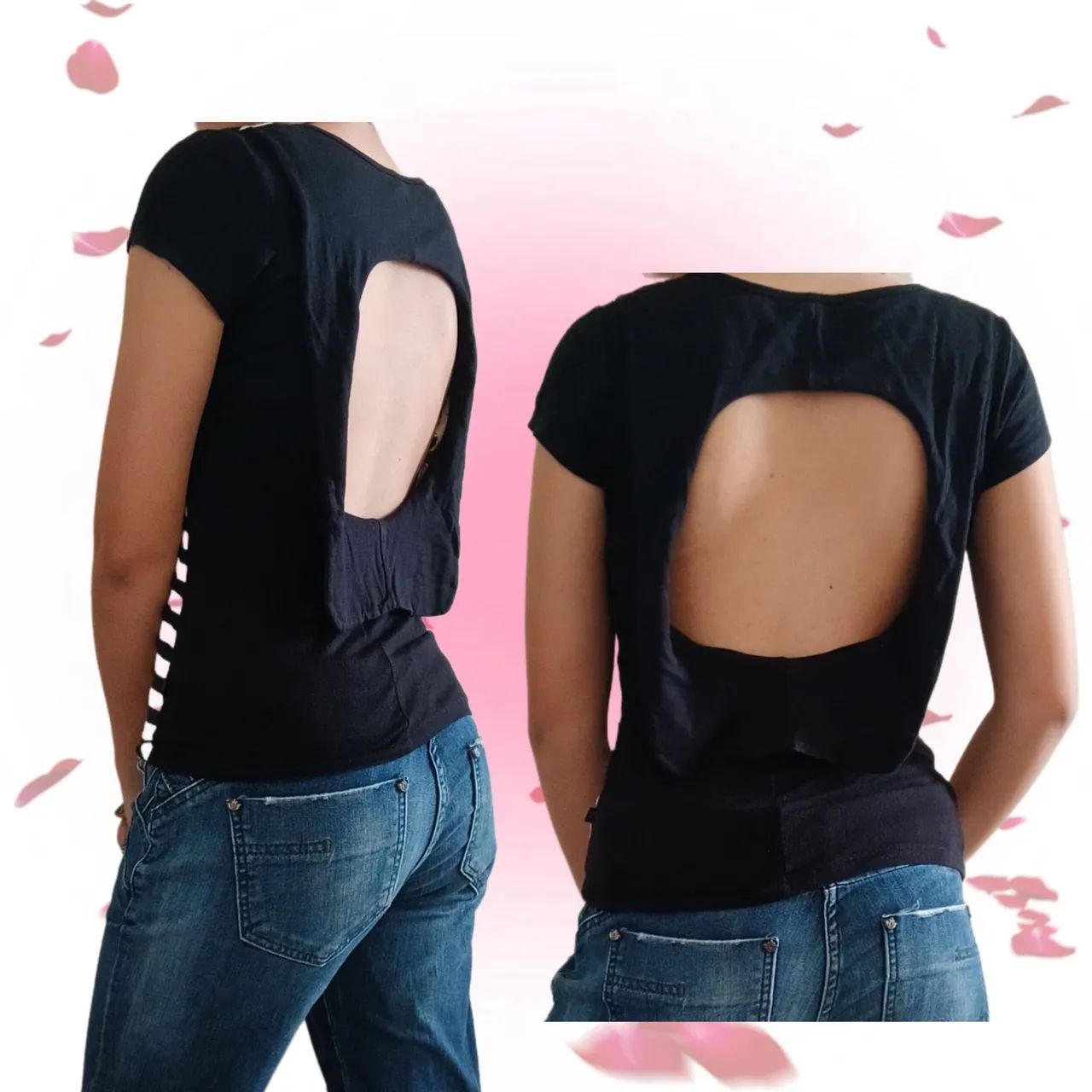 Blusa listrada com abertura nas costas  - Foto 2