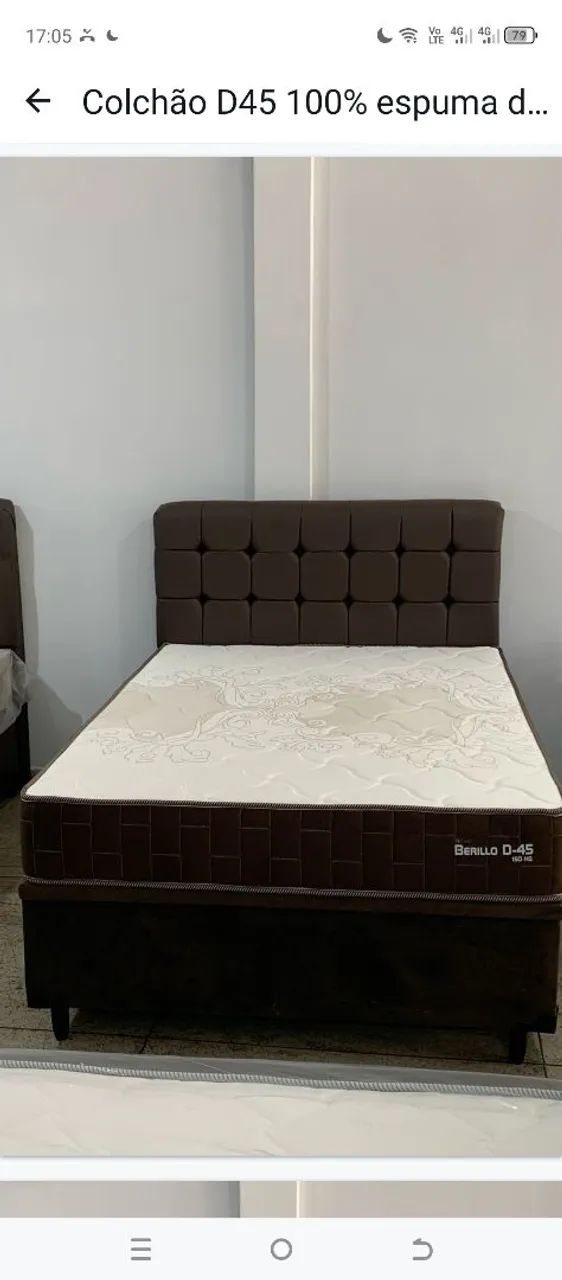 Cama casal com colchão d45 100% de espuma