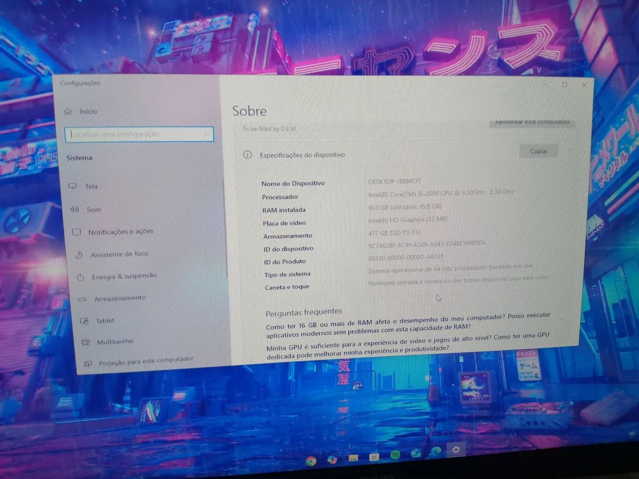 Computador Intel Core i5 2500 16GB RAM