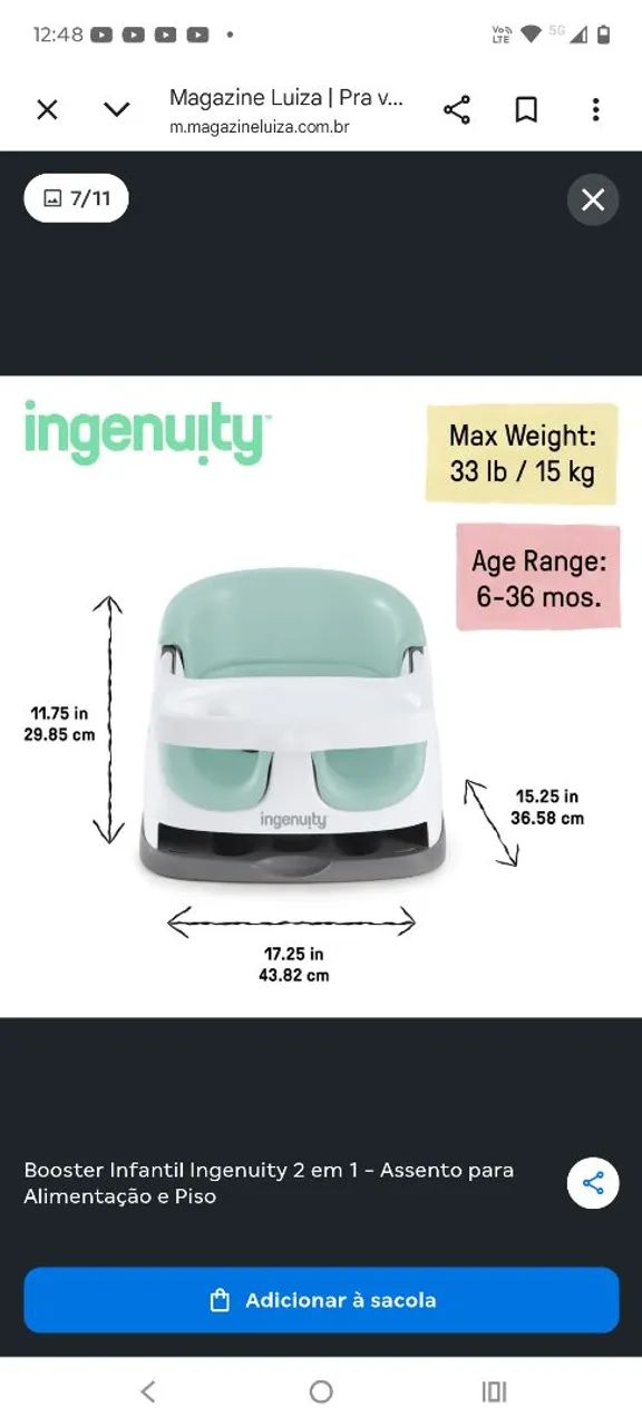 Cadeira alimentação  - Foto 2