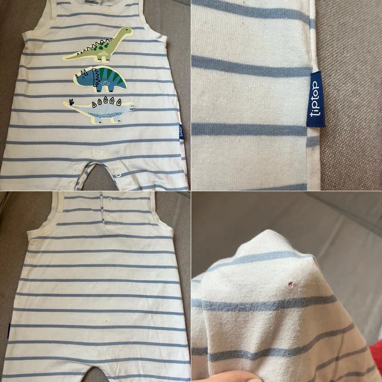 Macacão Tip Top Dinossauros sem Manga Tam. M - Confortável e Fresquinho