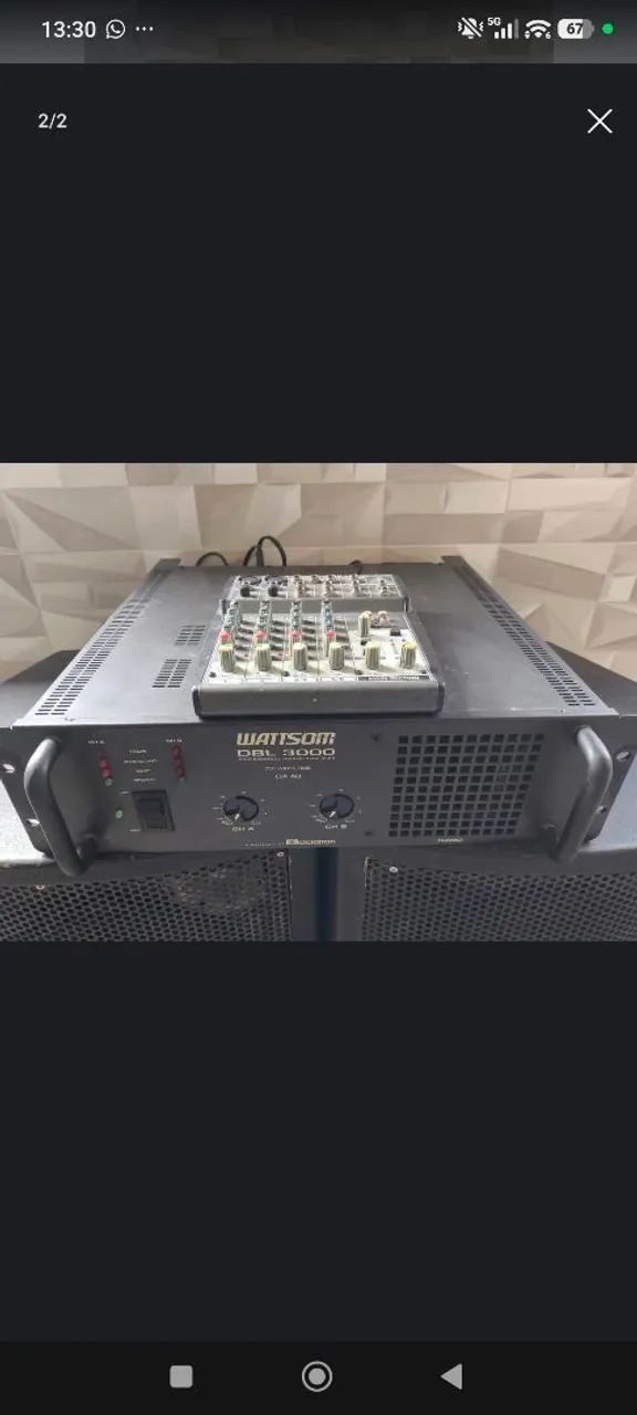 Potencia, Mesa de som , e 2 CX Alto falantes de 15 Polegadas 