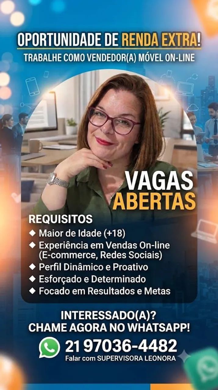 Vendedor on-line com disposição e comprometimento.