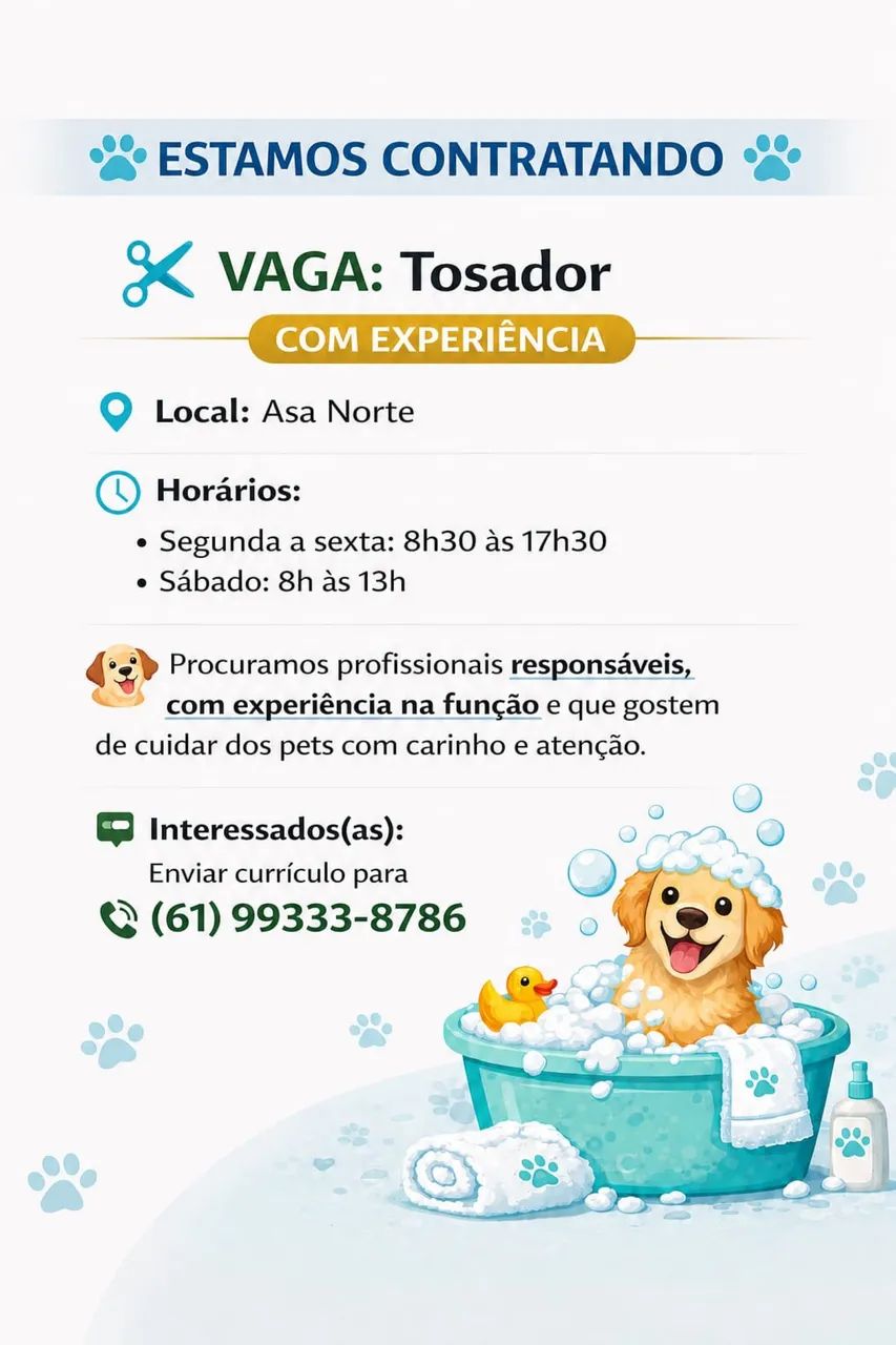 01 Vaga para tosador (a)