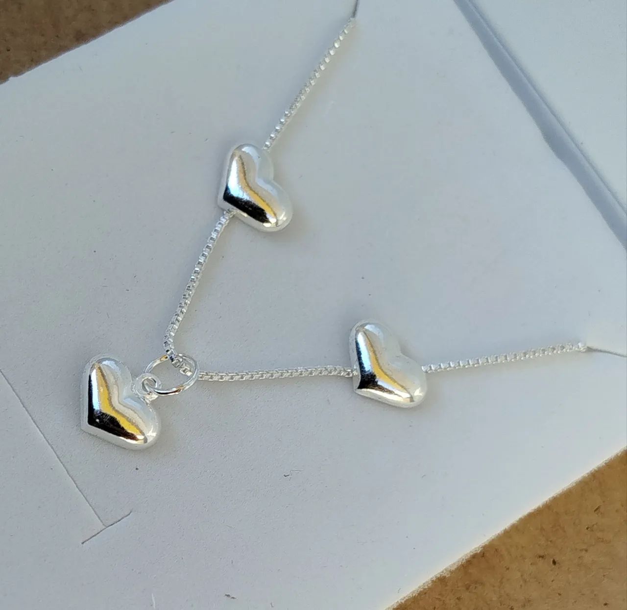 Conjunto coração abaulado de Prata 925 - Foto 3
