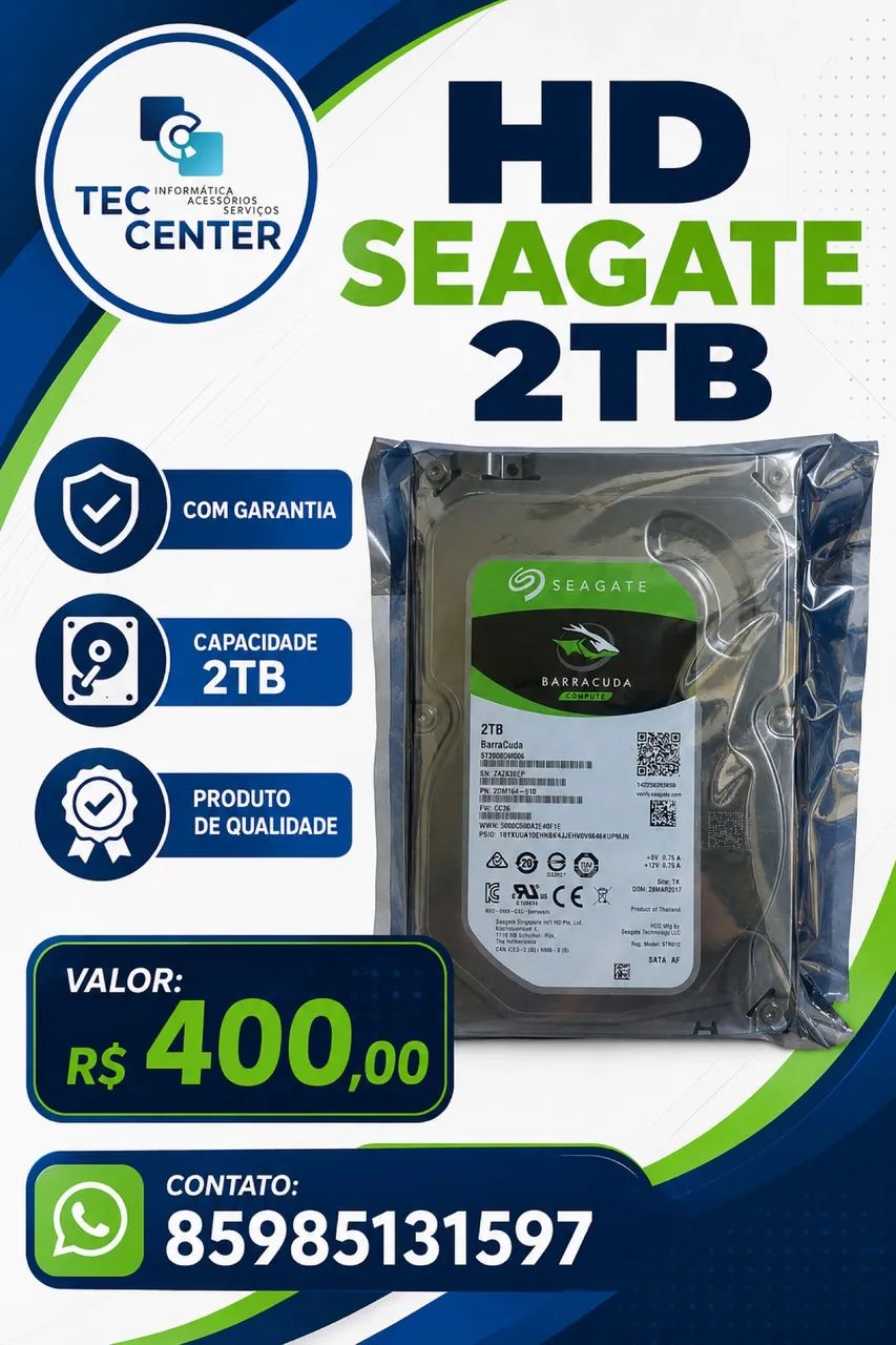 HD 2tb seagate / DVR ou Desktop / com garantia 
