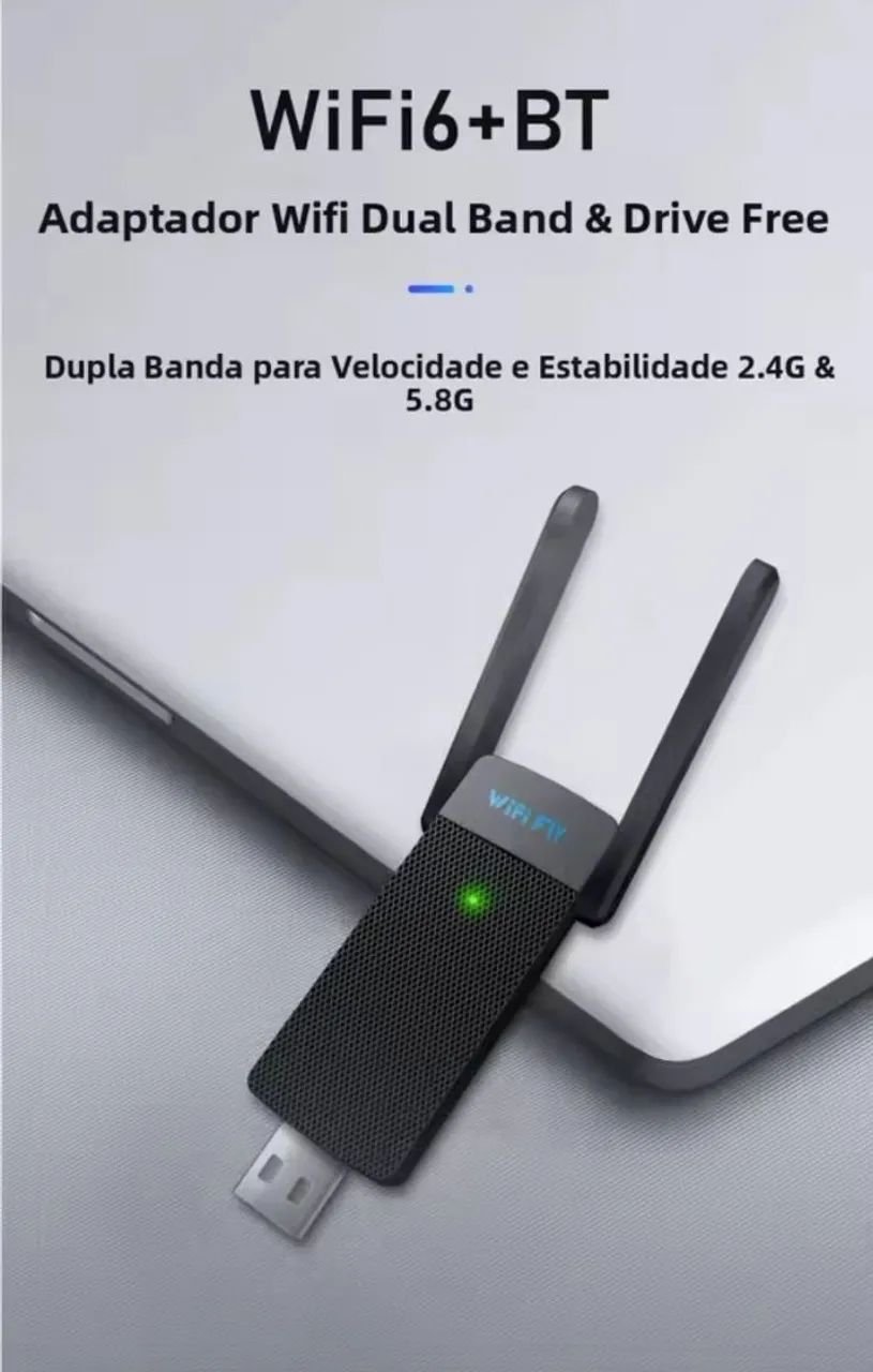 Adaptador Wi-Fi e Bluetooth dual band