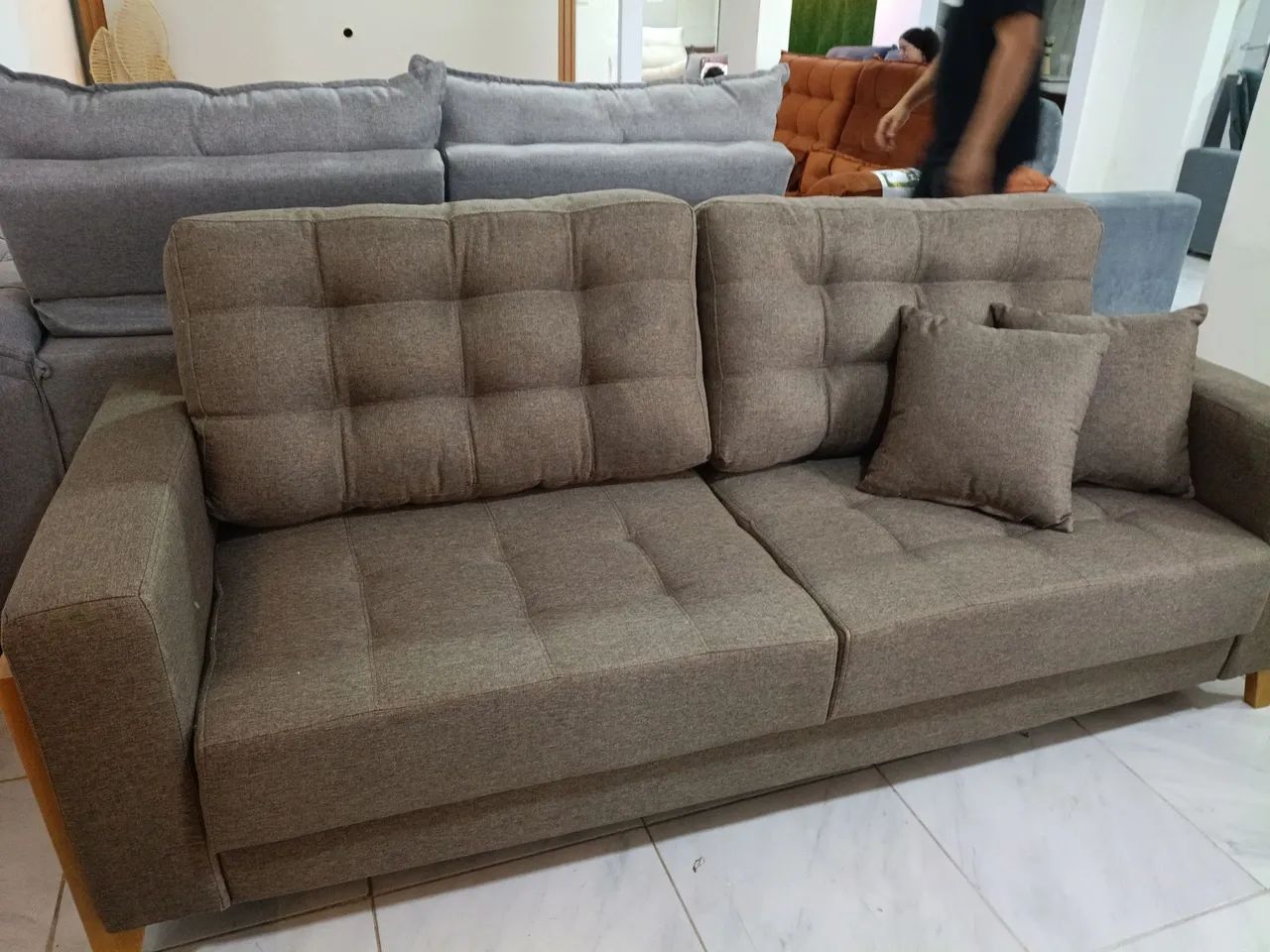 Sofa stambour retro espuma d 33 em linho comprimento 2.10 cm