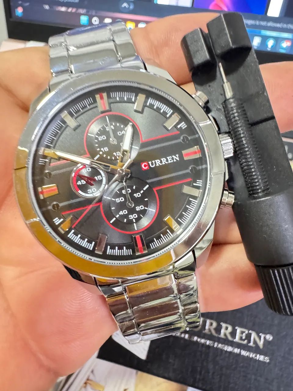 Relógio curren masculino original novo com colador de pulseira e brinde - Foto 3