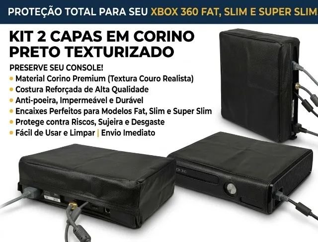 Kit Com 2 Capas Para Xbox 360 - 100% Em Corino