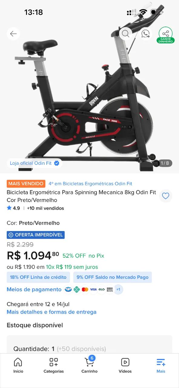 Bicicleta ergométrica spinning