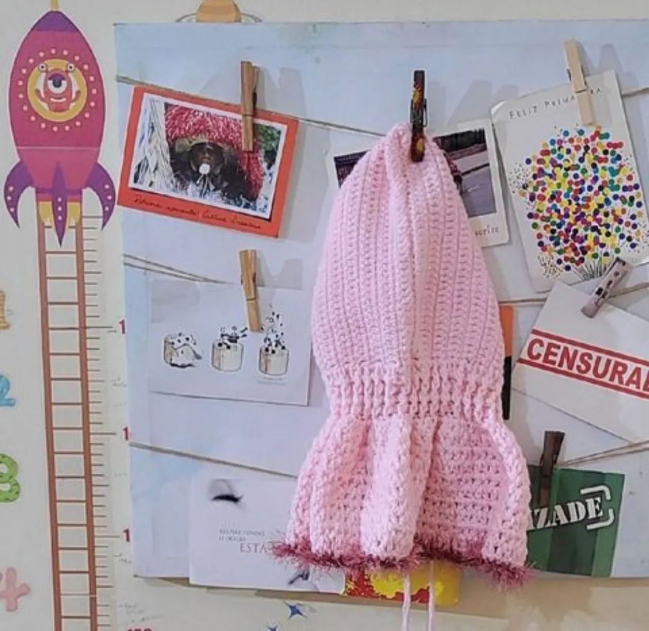 Touca gorro infantil rosa - Foto 2