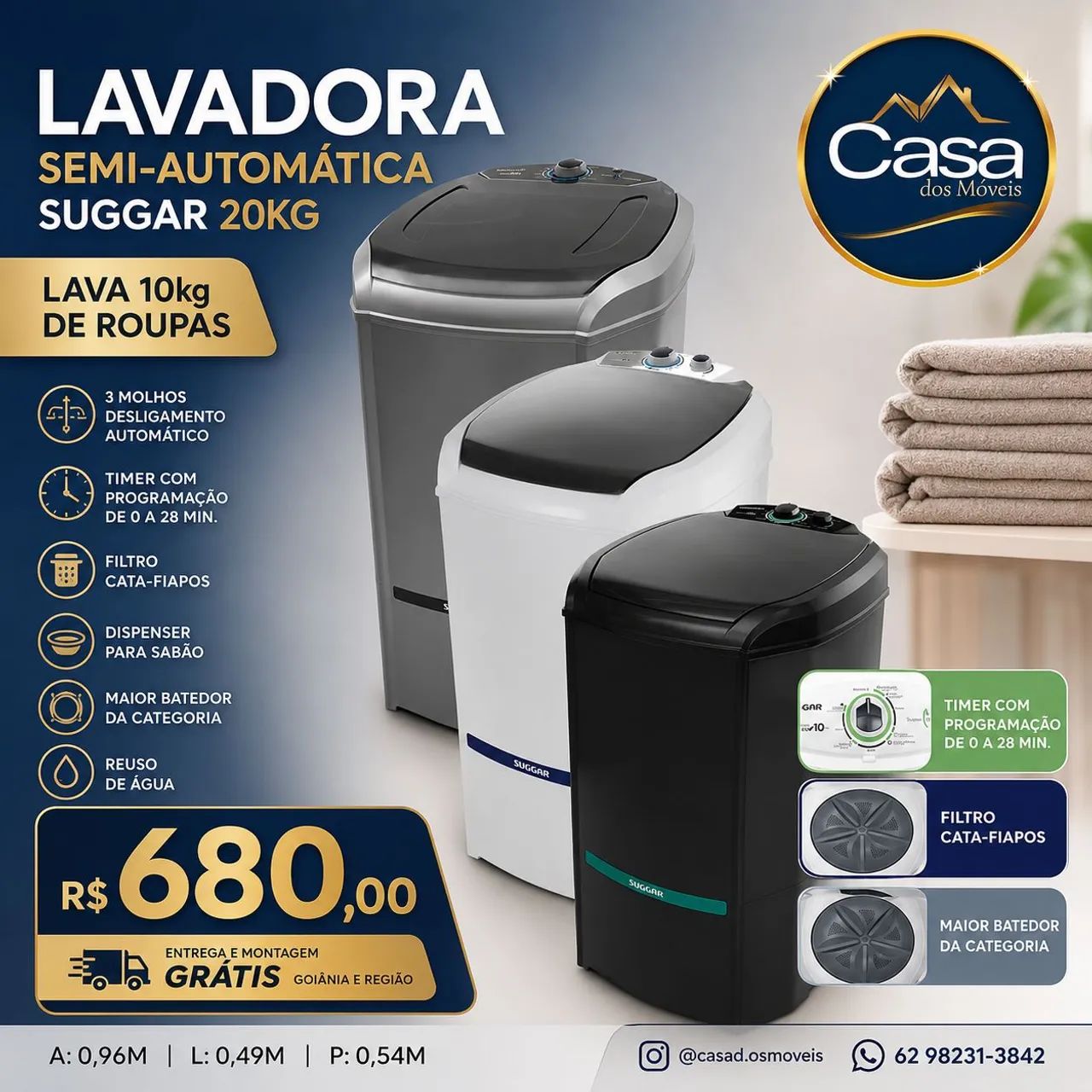 Lavadora Semi automática Suggar 20kg