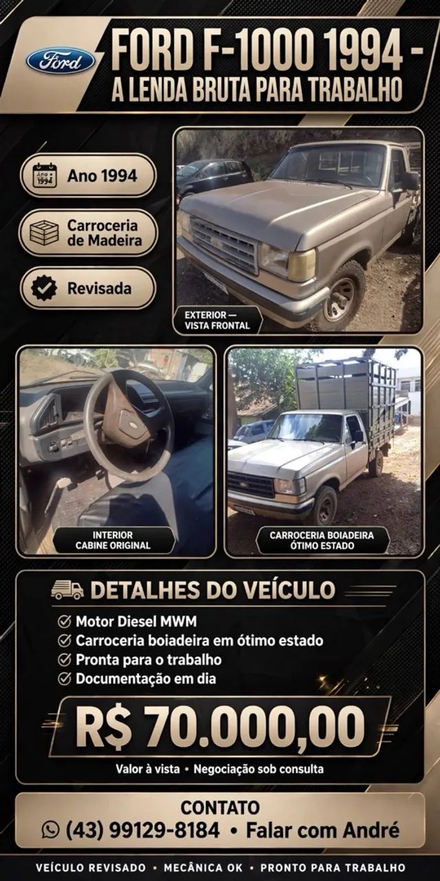 Ford F-1000 Super/ S.serie 4X4 3.9 Diesel 1994